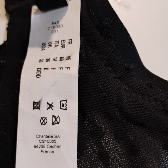 NWOT Chantelle Bra, 36 F, 36 DDD, Black - Picture 8 of 8